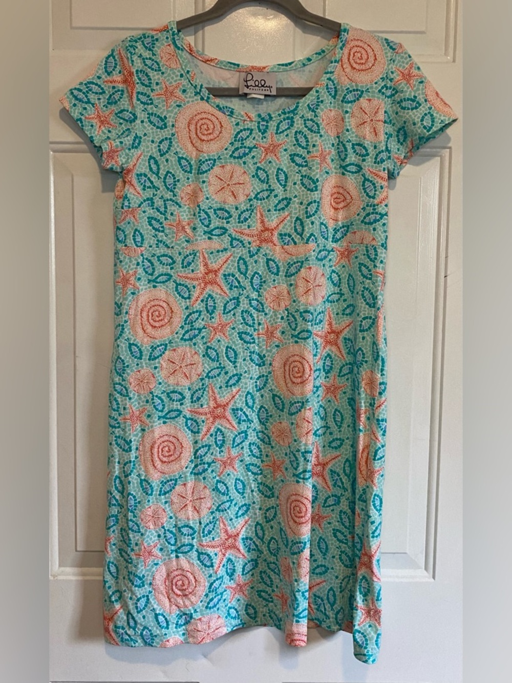 Lilly Pulitzer Vintage Nylon Starfish Sand Dollar Shell Dress Mini Size Medium